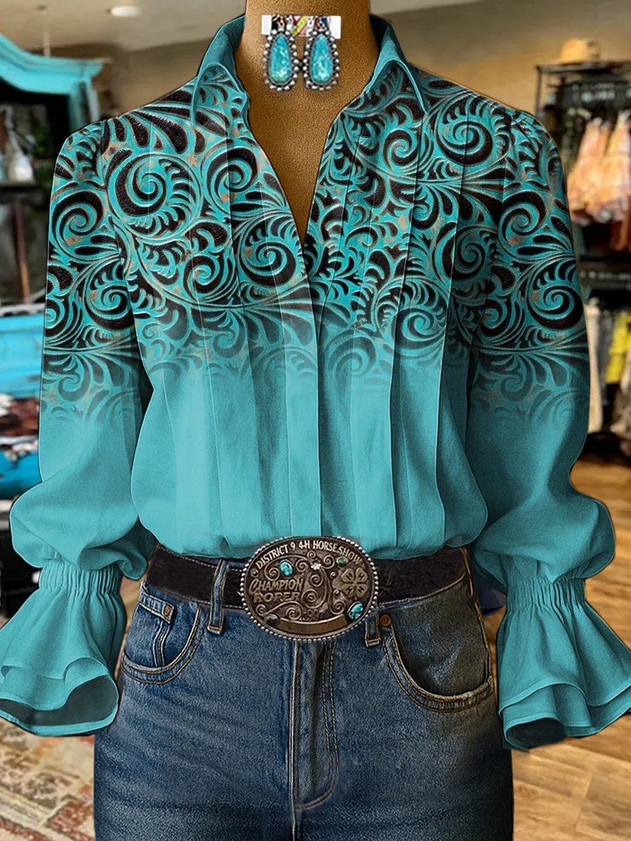 Women's Retro Casual Western Pattern Shirt