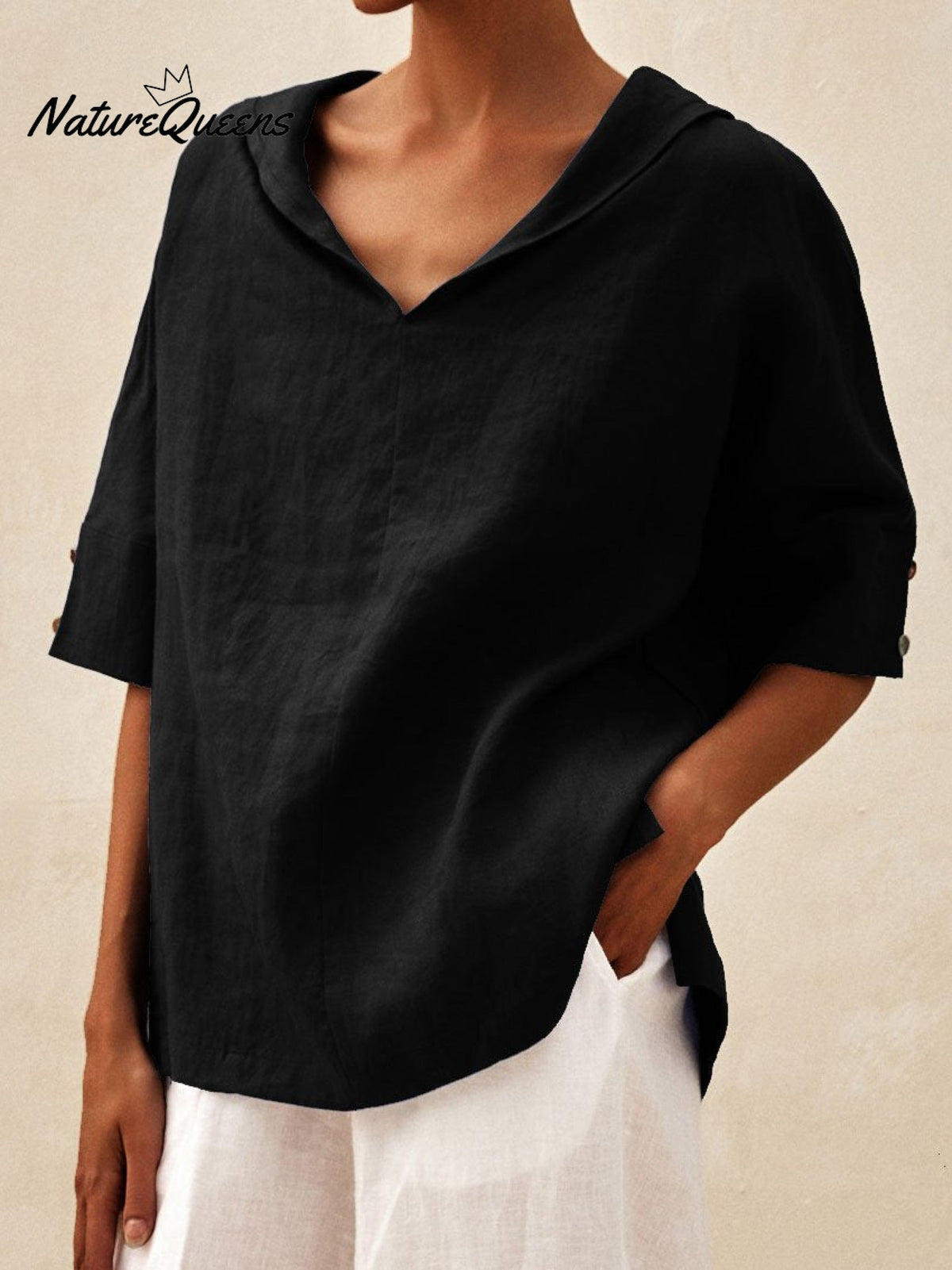 Women's Casual Linen V-neck Shirt