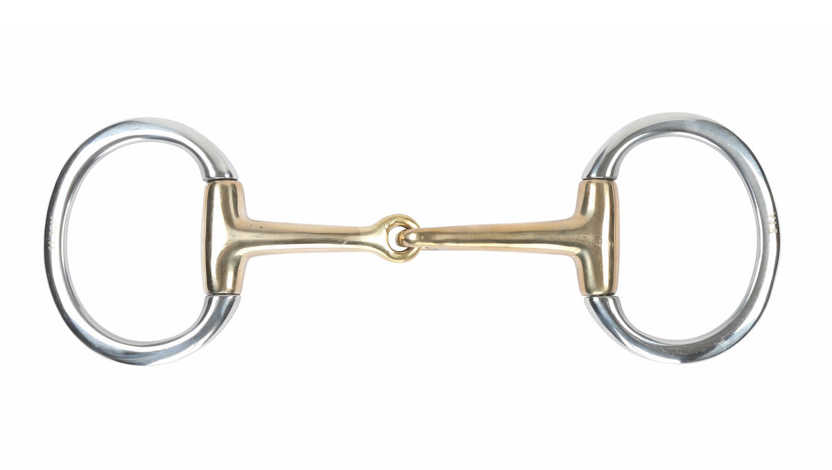 Shires Brass Alloy Flat Ring Jointed Eggbutt Bit