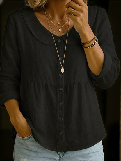 Peter Pan Collar Linen And Cotton Shirt