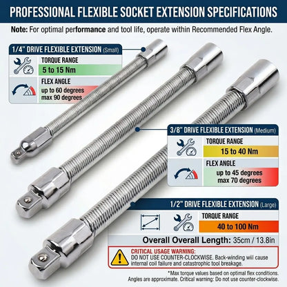 1/2 Inch 35cm Multifunctional Socket Wrench Set - 3 Bendable Shafts, Wrench Extender, Connecting Rod - Work Tools, Cars Accessories, Car Stuff, Field Mechanic Tools for Home Use,father'sdaygifts