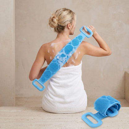 2PCS Silicone Bath Brush – Double-Sided Exfoliating Back Scrubber with Mesh Sponge, Shower & Bath Tool, Bathroom Self-Care Accessory for Easy At-Home Body Care