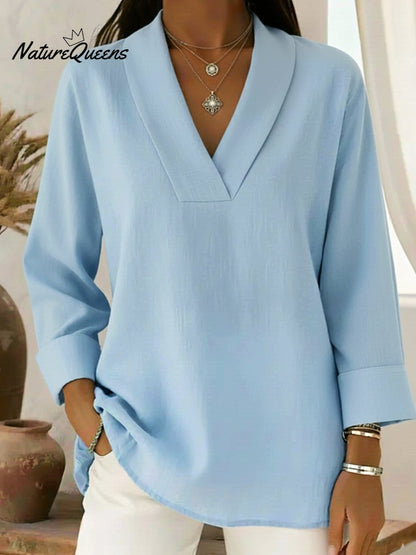 Vintage And Elegant Shawl Collar Linen Shirt