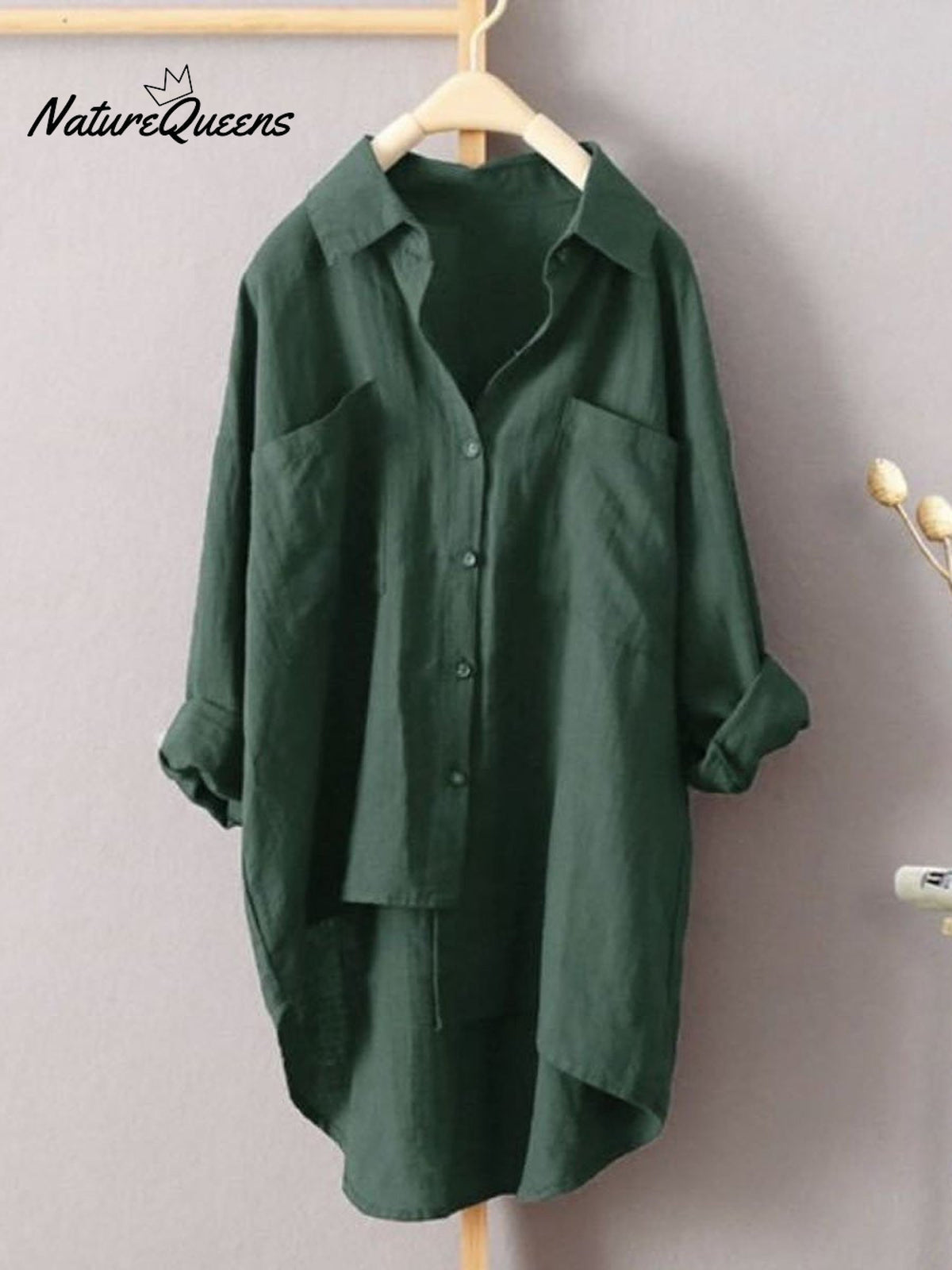 Women's Solid Color Loose Elegant Casual Cotton And Linen Shirt