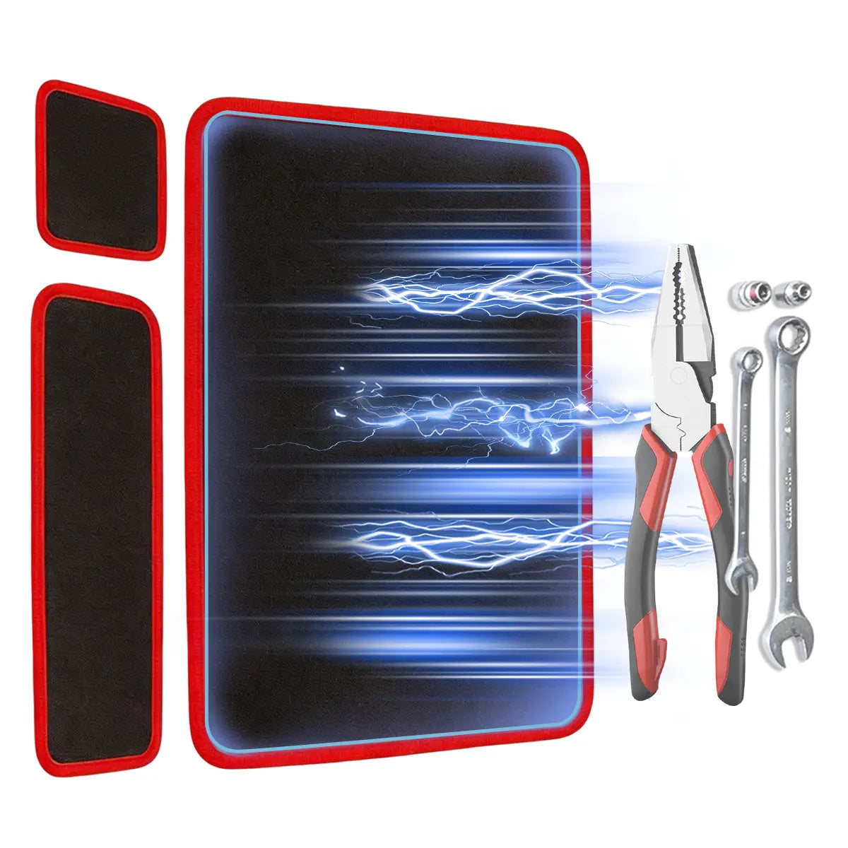 3PC Flexible Magnetic Tool Mat & Tray Holder - Magnetic Tool Tray, Flexible Magnetic Mat, PVC & Non-Slip for Garage Workshop, Auto Repair Tools fathersdaygiftideas fathersdaygift