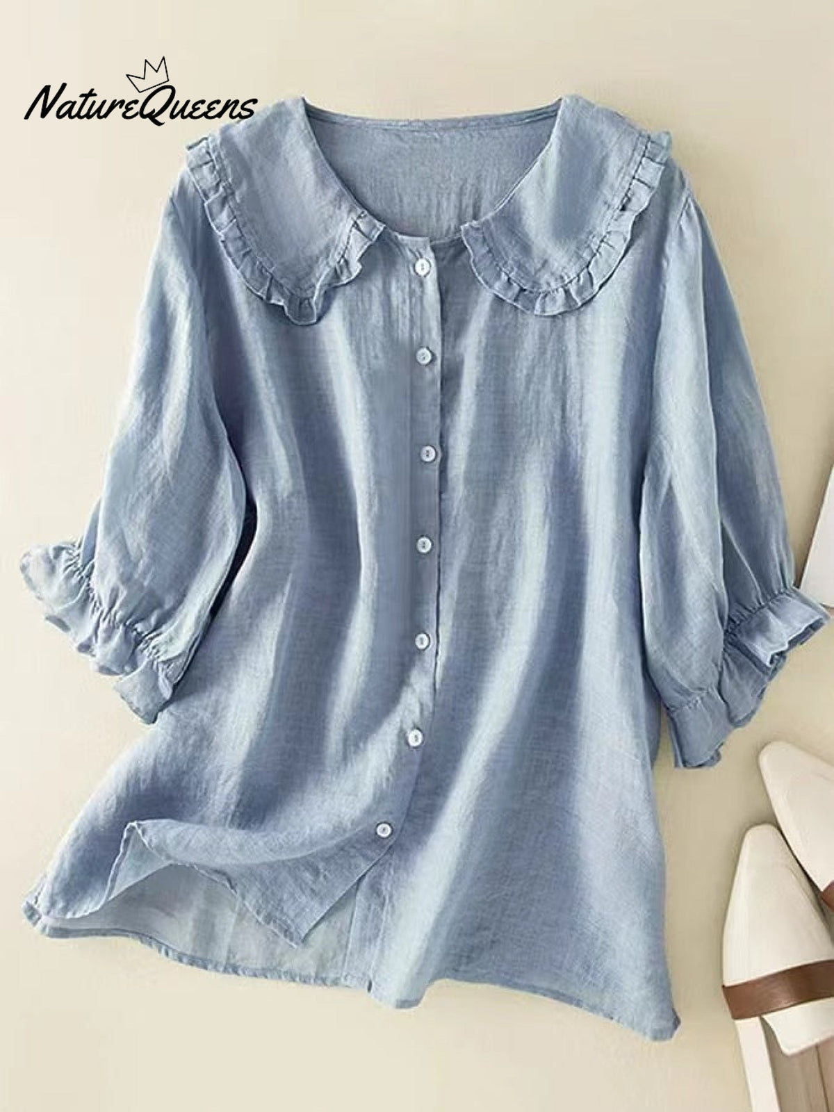 Women‘s Peter Pan Collar Cotton Shirt