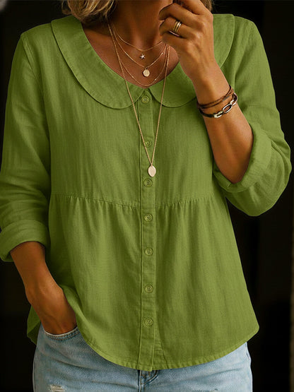 Peter Pan Collar Linen And Cotton Shirt