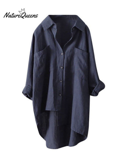 Women's Solid Color Loose Elegant Casual Cotton And Linen Shirt