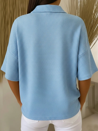 New Arrivals🔥Women's Casual Cozy Polo Collar Waffle Shirt
